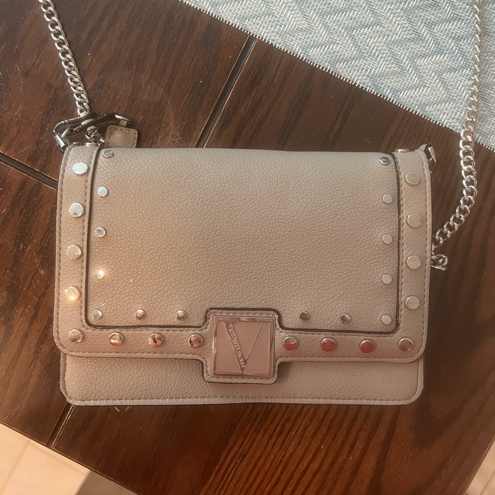 Victoria’s Secret Women’s Stylish Dark Gray with Silver Tone Studs Crossbody Bag